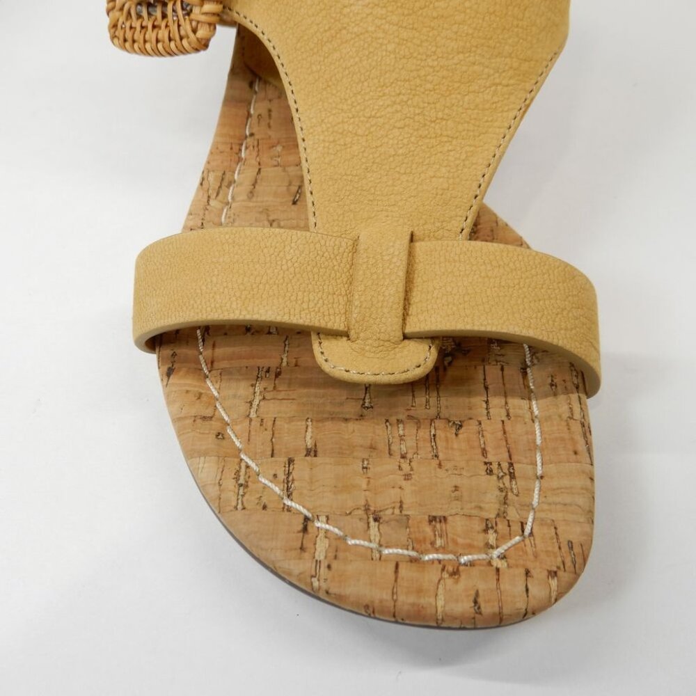 DONALD PLINER Vine SANDALS Size 7 Low Wedge Slide Slip On Honey Leather NEW - Picture 11 of 13